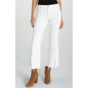 NWT Liverpool Los Angeles Hannah Crop Flare Twisted Slit Jeans White Women 4/27